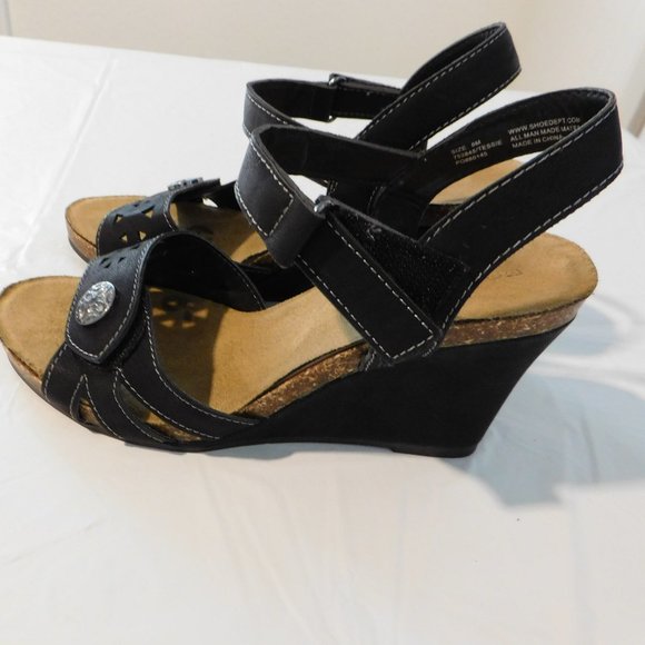 marbella Shoes - Marbella Flex Women's Wedge Strap Sandals Sz 8M Black